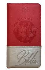 BIBLIA CHEQUERA ROJO BEIGE